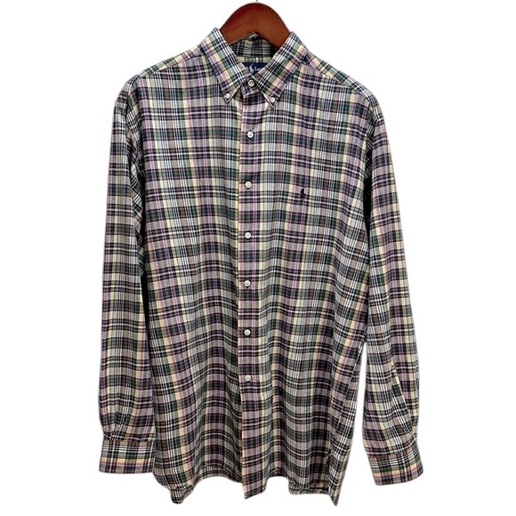 Ralph Lauren McMeel Cotton Button Up Plaid Shirt XL Long Sleeves Multicolor - Picture 1 of 15